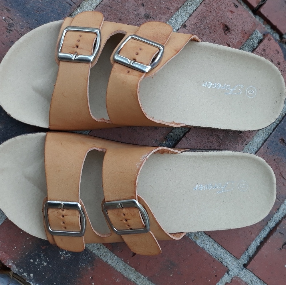 Two strap sandals /Camel tan color /Forever Sz 8